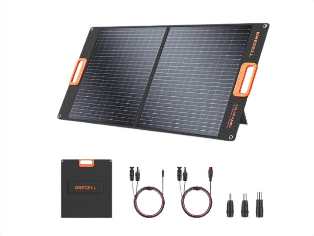 $199.99 GRECELL 100W Portable Solar Panel for Power Station Generator, 20V Foldable Solar Cell Solar Charger with MC-4 High-Efficiency Battery Charger for Outdoor Camping Van RV Trip